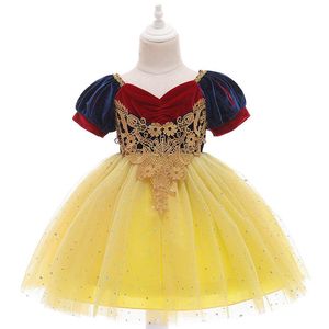 Robes de fille enfants blanc neige robe moelleuse douce et simple mascarade fête d'anniversaire tulle broderie gâteau