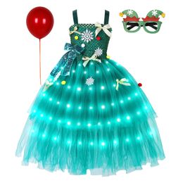 Abiti da ragazza Bambini Lucente LED Luce Abito natalizio per ragazze Anno Carnevale Festa in maschera Cerimonia Occasione Serata Tutu Abito in tulle 231204