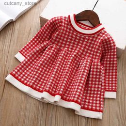 Robes de fille Enfants robe d'hiver pour filles sous-vêtements de bébé robe enfants automne vêtements tricotés robes épaisses adolescent haute qualité tissu de noël L240313