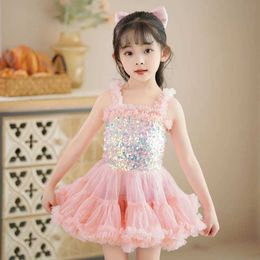 Robes de fille pour les enfants pour enfants danse danse fleur de piano de piano nety- ceze pompous sequins robe princesse danse hôte hôte # 1306l240508