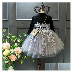 Robes de fille Vêtements pour enfants en gros printemps automne filles style étranger p et robe épaissi babys supérieur mi-pull princes dhihd