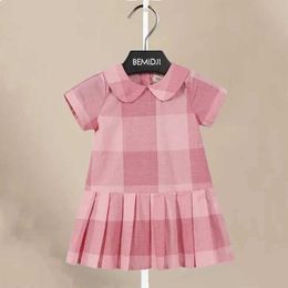 Girl's jurken kinderjurken jurk nieuwe roze duidelijke kraag kinderen kleding mode kinderkinderen babykleding zomerjurk meisjes 1-8 jaar oud D240515