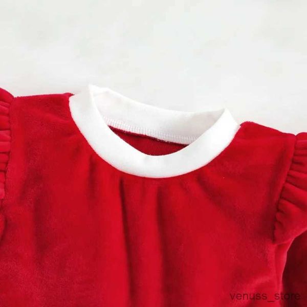 Vestidos de niña Navidad Bebé Vestido de mameluco rojo Recién nacido Niña Terciopelo Volantes Vestidos de malla Diadema Niño Navidad 2 piezas Disfraces