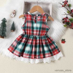 Robes de fille de Noël enfants filles robes belles plaid sans manches rouges gros bowknot robe d'été