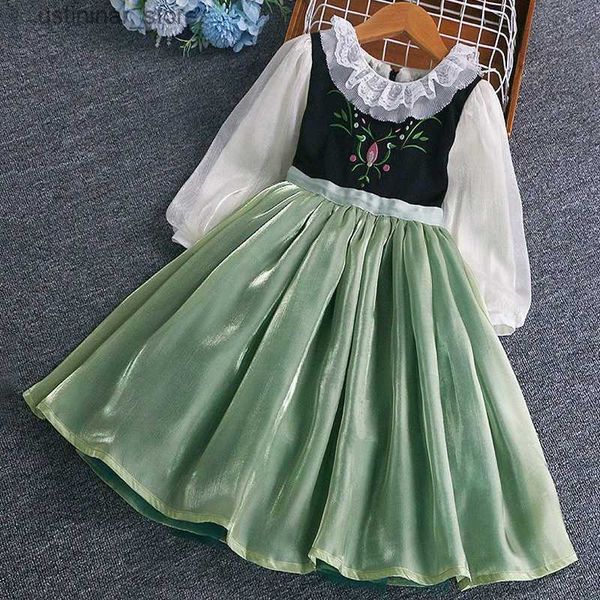 Vestidos de niña ropa para nuevos niños verano 2023 estilo coreano estilo coreano Anna baby niñas una pieza princesa vestida de vestir para niña green fiesta l47