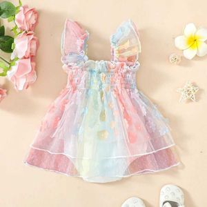 Robes de fille mignonne bébé bébé fille roberie princesse robe robe motif floral tulle saut de combinaison de combinaison d'été