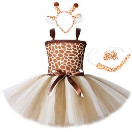 Girl's jurken schattige peuter meisje giraf jurk cartoon dier performance kostuumset voor kinderen Halloween kostuums meisjes kersttent tutu jurken 230403