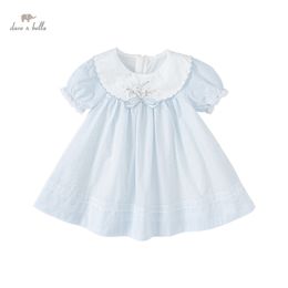 Robes de fille DB2220892 dave bella été bébé filles mignon imprimé broderie robe boutique filles robe de soirée fille infantile lolita vêtements 230320