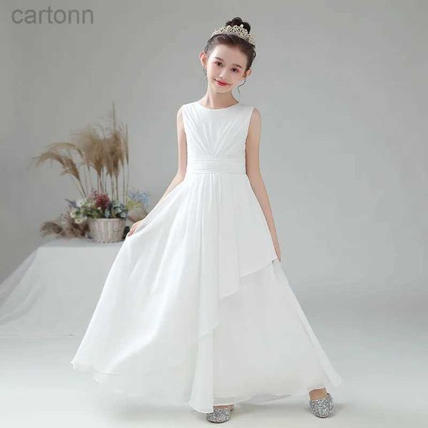 Robes de fille dideyttawl vraies images en mousseline de mousseline robe fille pour la fête de mariage Première communion 2024 Little Bride Robes Junior Bridesmaid D240425