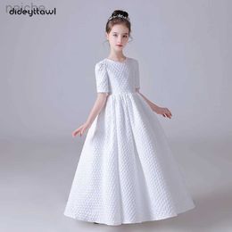 Robes de fille Dideyttawl jupe bouffante blanche robe de fleur élégante pour la fête manches courtes concert junior ldd240313