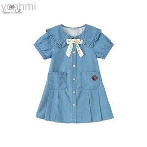 Robes de fille DK2221347 Dave Bella Summer Girls 5y-13y Fashion Cartoon Robe solide Enfants Sweet Robe Kids Infant Lolita Vêtements D240423