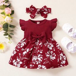 Robes de fille Robe pour enfants 3-24 mois de style coréen mode manche papillon mignonne princesse florale robes formelles ootd pour le nouveau-né girll231222