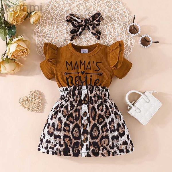 Robes de fille Robe pour enfants 3 à 24 mois de style coréen mode Summer Summer Sleeve Leopard Princesse Robes formelles Ootd pour bébé fille D240419