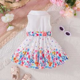 Robes de fille Robe pour enfants 3-36 mois de style coréen sans manches mignonnes bouton d'été floral princesse robes formelles ootd pour nouveau-né bébé fille