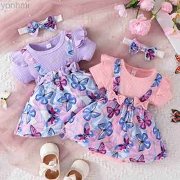 Vestidos de niñas Vestidos para niños de 3 a 18 meses Camineta corta Púrpura Princesa Princesa Tomada Vestidos de mamel