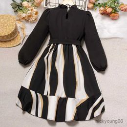 Robes de fille Robe enfants filles 8-12 ans robe noire à manches longues pour les filles élégantes filles décontractées robe de fête de vacances robe de soirée de mariage
