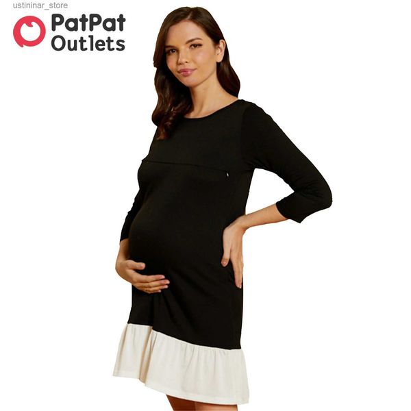 Vestidos de niña vestidos de embarazo ropa de maternidad mujeres amamantando vestido sólido madre usa cómoda manga larga l47