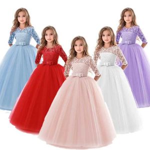Robes de fille élégante robe princesse en dentelle pour filles 6 à 14 ans.