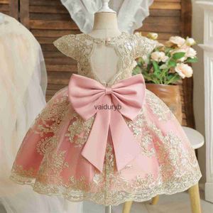 Robes de fille Broderie élégante enfants robes de princesse pour les filles de luxe dentelle dorée Vintage enfants Festival robe de fête bébé baptême Vestidosvaiduryb