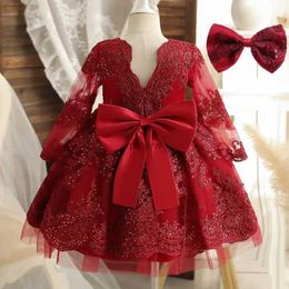 Robes de fille broderie dentelle fête robes de gala pour enfants filles fleur élégant joyeux noël nouvel an robe de princesse enfant anniversaire robes