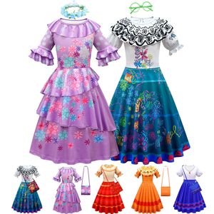 Robes de fille Encanto Madrigal Dress Filles Mirabel Cosplay Costumes pour Carnaval Halloween Enfants Princesse Robes Enfants Isabel Dress Up 220905