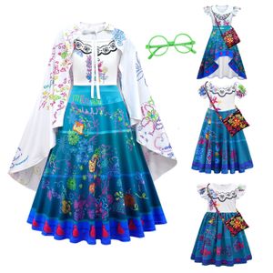 Meisjes Jurken Encanto Mirabel Madrigaal Cosplay Kostuum Meisje Jurk Vrouw Fancy Jurken voor Carnaval Halloween Prinses Jurk Oorbellen bril 230609