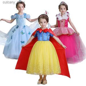 Girl's jurken Enfant baby kinderkleding voor Halloween Party Cosplay Cosplay Cosplay Kostuums Girl Snow Princess Dress Fancy Outfits Familie Nieuwjaar Maskerade L240402