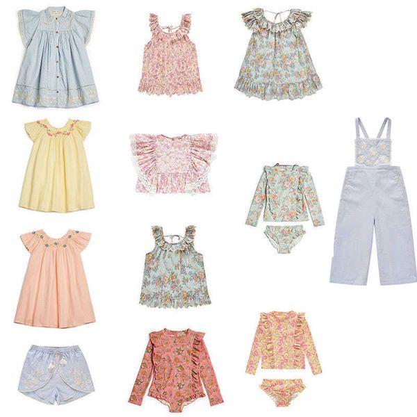 Vestidos de niña EnkeliBB LM niña verano bordado vestido ropa de marca para niña pequeña hermosos vestidos de verano patrón floral boutique ropa Z0223