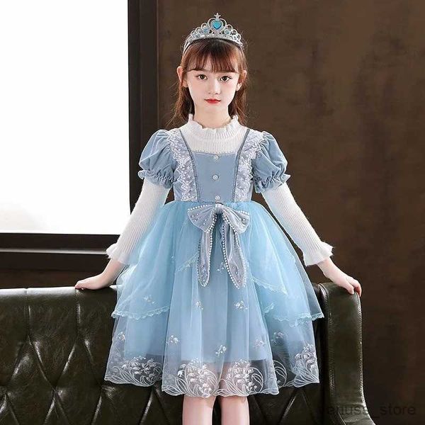 Robes de fille soir princesse filles fête bal robe tulle robe moelleuse fleur fille hiver velours tout-petit lolita robes pour enfants Nouvel An 2023