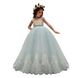 Vestidos de niña Ventas directas de fábrica Versión coreana Vestido de princesa de niña de flores para bodas Fiesta Niños Saches Vestido de bola largo al por mayor 101