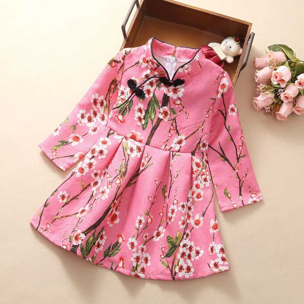 Vestidos de niña Vestido de niña de moda Primavera Otoño Floral Cheongsam Vestidos chinos Princesa Navidad Niños Niños Ropa Vestidos 3-8 años AA230531