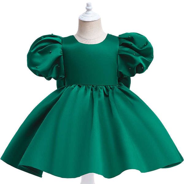 Robes de fille Mode Filles Princesse Vintage Robes Tulle Enfant Robe Puff Manches Vert Foncé Fête De Mariage Anniversaire Tutu Robe Enfants Vêtements