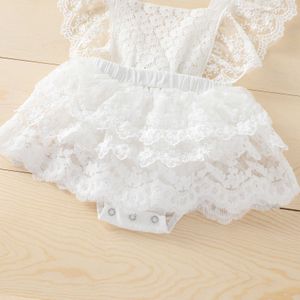 Robes de fille Mode Vêtements d'été Nouveau-né Bébé Fille Sans manches Blanc Romper Combinaison Robe Couches Tenues Vêtements 0-24M