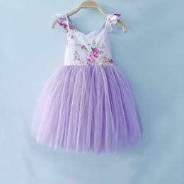 Robes de fille Flofallzique bébé filles robe dernier style de mode rétro floral pétale manches princesse tutu vêtements fête de Noël mariage