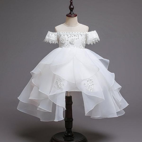 Robes de fille Fleur Fille Fête D'anniversaire Première Année Formelle Eucharistie Robe Perlée Tempérament Boule De Mariage Hors Épaule DressGirl's