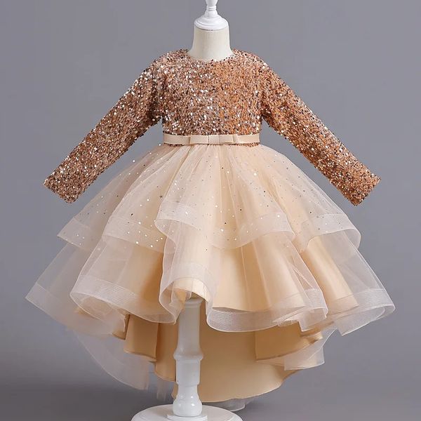 Robes de fille Fleur Fille Princesse Paillettes Bébé Mariage Fête De Noël Suivi Robe Débardeur Élégant Pour Enfants 3-12 ans 2312306