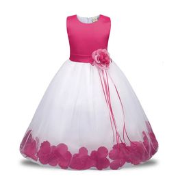 Robes de fille formelle filles robe de soirée rose dentelle princesse Tutu robes enfants anniversaire voile robe de bal fleur enfant en bas âge fille vêtements de fête 231016