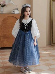 Girl's jurken bevroren jurk voor kinderen meisje Anna verkleed Halloween kostuum voorjaarscosplay formele gelegenheid prinses meisjes verjaardagsfeestje dressesl2405