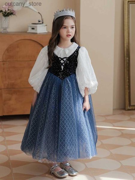 Robes de fille Robe congelée pour enfants fille Anna Dress Up Halloween Costume Cosplay Cosplay Occasion formelle princesse Girls Birthday Party Robes L240402