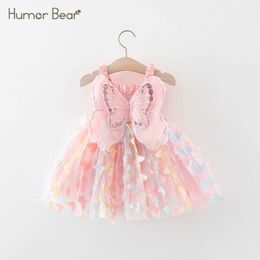 Girl's Dresses Fun Bear Fantasy Pink Butterfly Wings Party Dress Double sheer Princess Dress Preschool Girl Dress 0-24ML2405