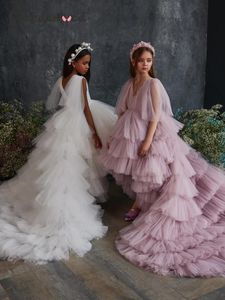 Girl's jurken Gardenwed High Low Dress Girl Puffy Party Luxury Birthday a Line Pageant Girlsgirl's