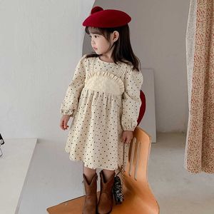 Robes pour filles Gaun Anak Perempuan Motif Pastoral Musim Gugur Gaun Putri Bordir Lengan 2-8T