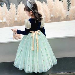 Robes de fille fille automne anna jeu rôle de rôle à manches longues Halloween Costume pour enfants Velvet princesse bébé robe de soirée 2 à 8 ans