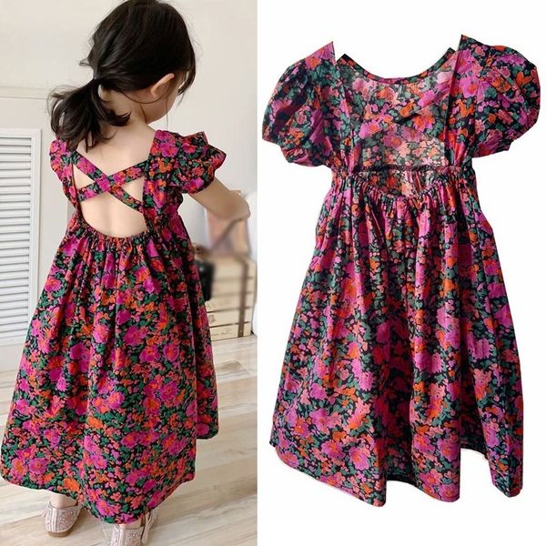 Robes De Fille Fille Dreses Princesse Fée Floral Dos Nu Robe De Soleil Décontractée Vacances Beach Party Robe De Mariage Enfants Vêtements D'été Style 230802