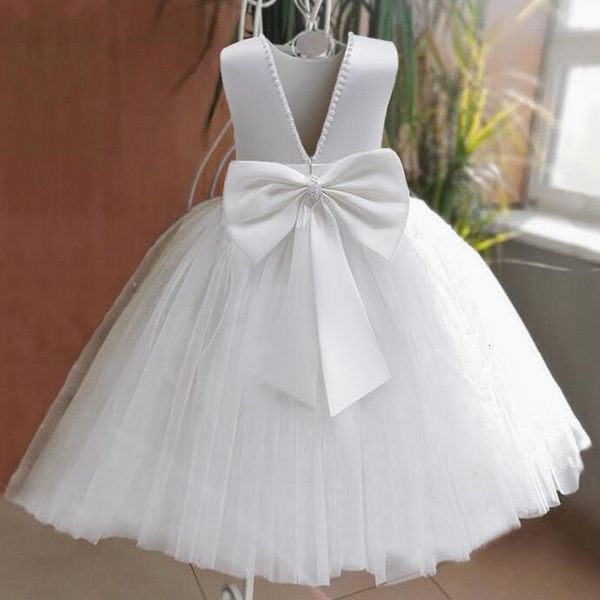 Vestidos de niña Vestido de niña Elegante Dama de honor Chica Fiesta de bodas Vestido largo Niños Arco blanco Traje de primera comunión Cumpleaños Princesa Ropa 230609