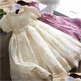 Robes De Fille Fille Robe Enfants Pour Les Filles Maille Casual Dentelle Broderie Princesse Bébé Vêtements D'été Sans Manches Drop Delivery Maternité Dhkez