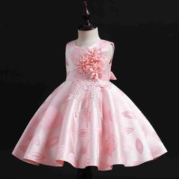 Robes de fille fille élégante princesse robe de demoiselle d'honneur robe de demoiselle d'honneur pour la fête de mariage robe en tulle kawaii 2-10 ans enfants vêtements mignons W0224