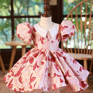 Meisjes Jurken Meisje Koninklijke Vintage Jurk Kinderen Verjaardag Doop Feestjurken Voor Kinderen Elegante Rode Bloemenjurken Meisjes Boutique Vestidos 230715