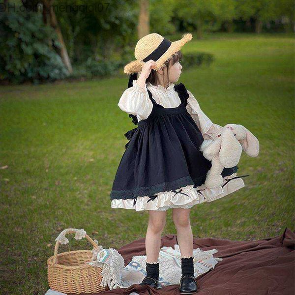 Robes de fille Robes de fille 2-10Y Bébés filles Lolita Vêtements Toddler Kids Dress Baby Girls Party Strap Dress 2pcs Costume Jarretelles Robe Tenues Robe élégante Z230704