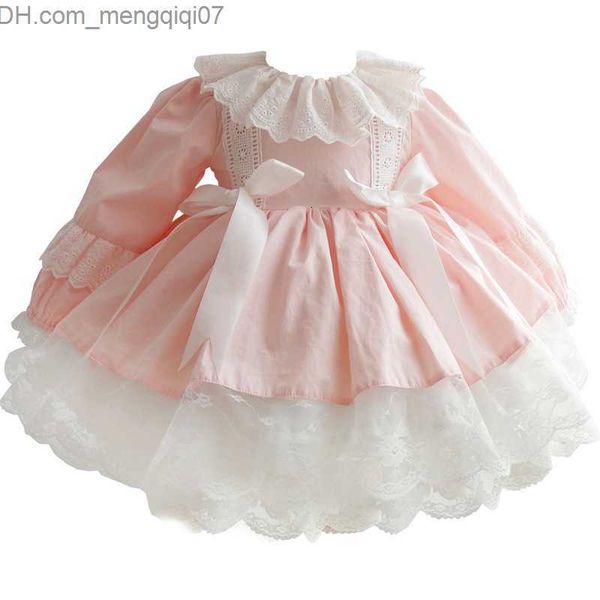 Vestidos de niña Vestidos de niña Boutique Otoño Vestidos infantiles para niñas Princesa Estilo español Infantil Algodón sólido Encaje Linterna Manga Tutu Ropa para niños Z230704